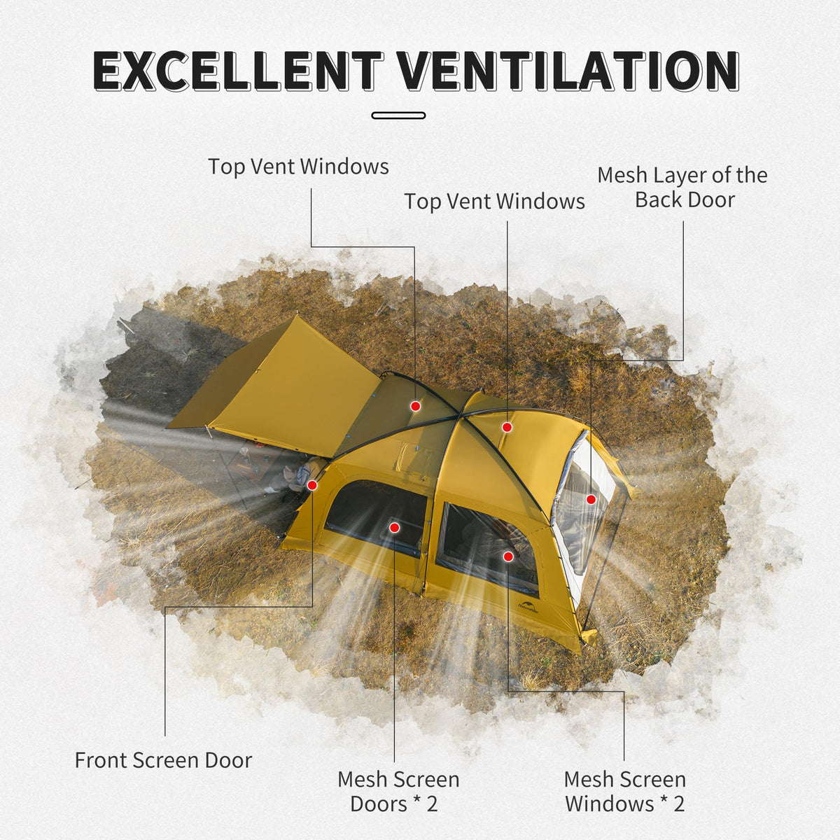 Naturehike Dune Hot Tent with Stove Jack, Waterpooof UV Protection 2-3 Person Wi