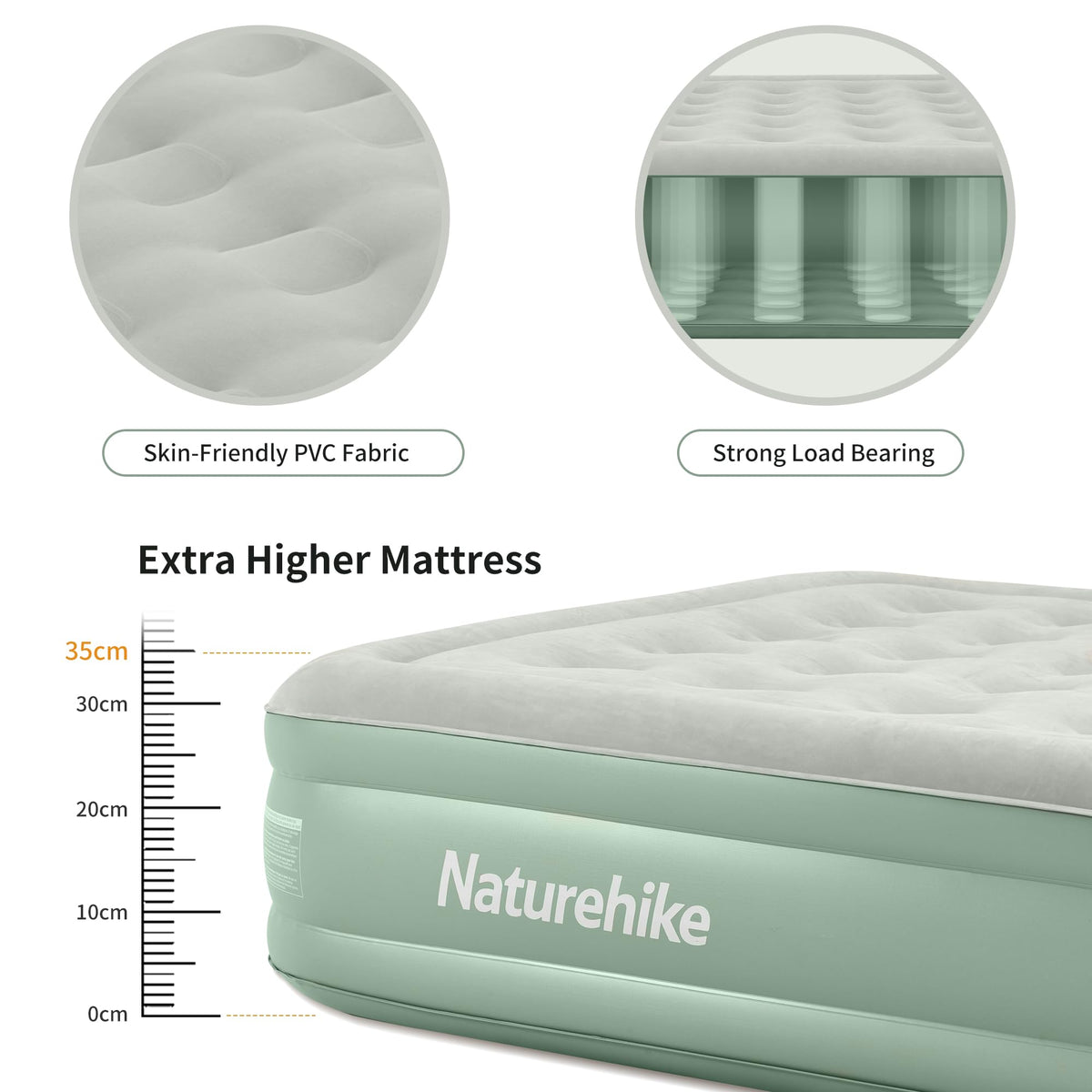 Naturehike Raised Twin Size Air Mattress, Camping Inflatable Bed with Built-in E