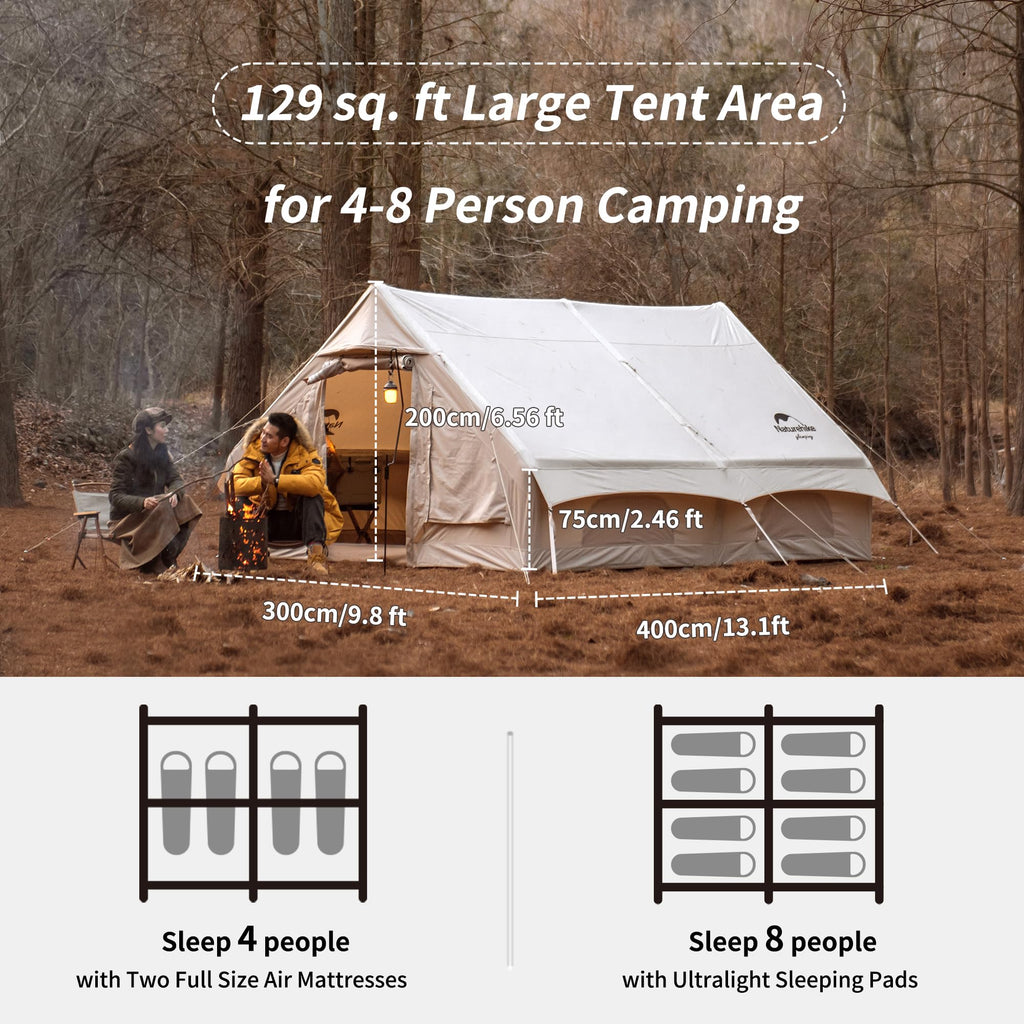 Naturehike Inflatable Tent House for Camping, Breathable Cotton Glamping Tent wi, view 2