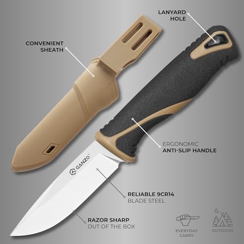 Ganzo G807-DY Fixed Blade Knife Razor Sharp 9CR14 Stainless, view 2