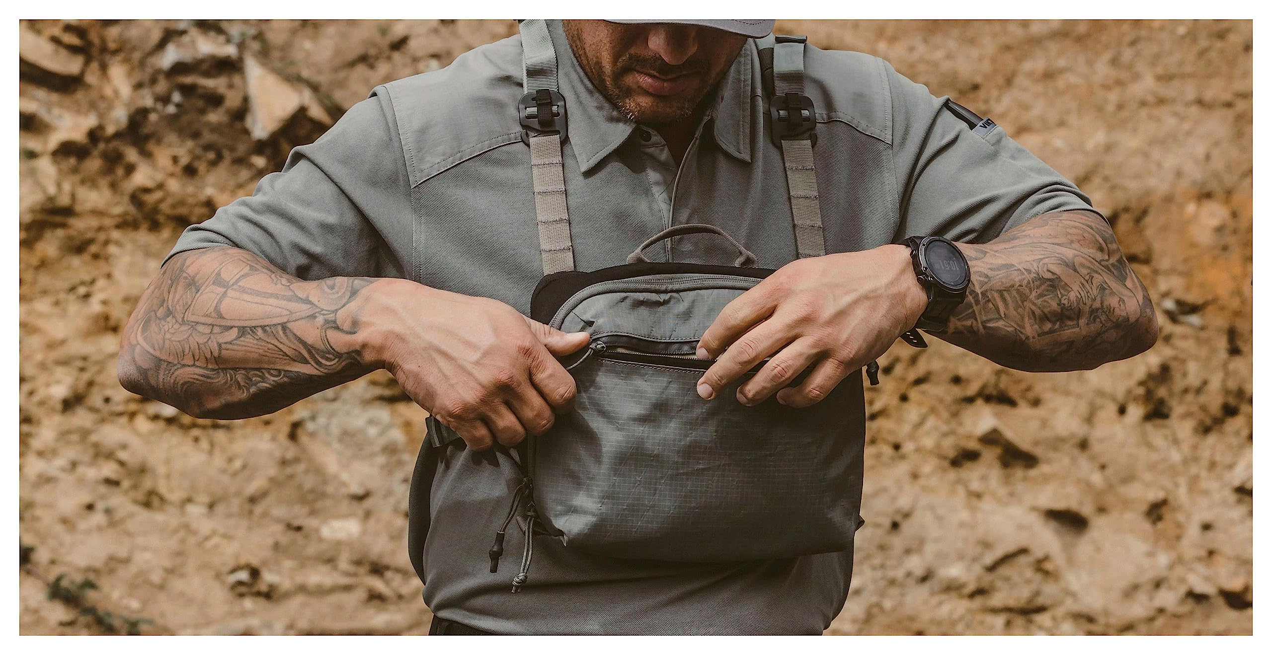VIKTOS Tactical Pocketed Low Key Chest Rig, One Size, Greyman