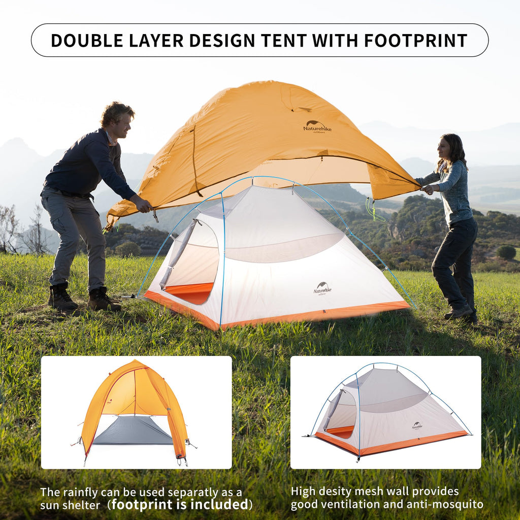 Naturehike Cloud-Up 2 Person Tent Lightweight Backpacking Tent with Footprint -, view 3