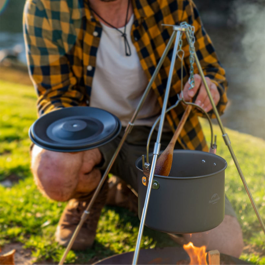 Naturehike 4-6 Person Aluminum Hanging Pot, Portable Camping Pot with Lid, 4.2 Q, view 3