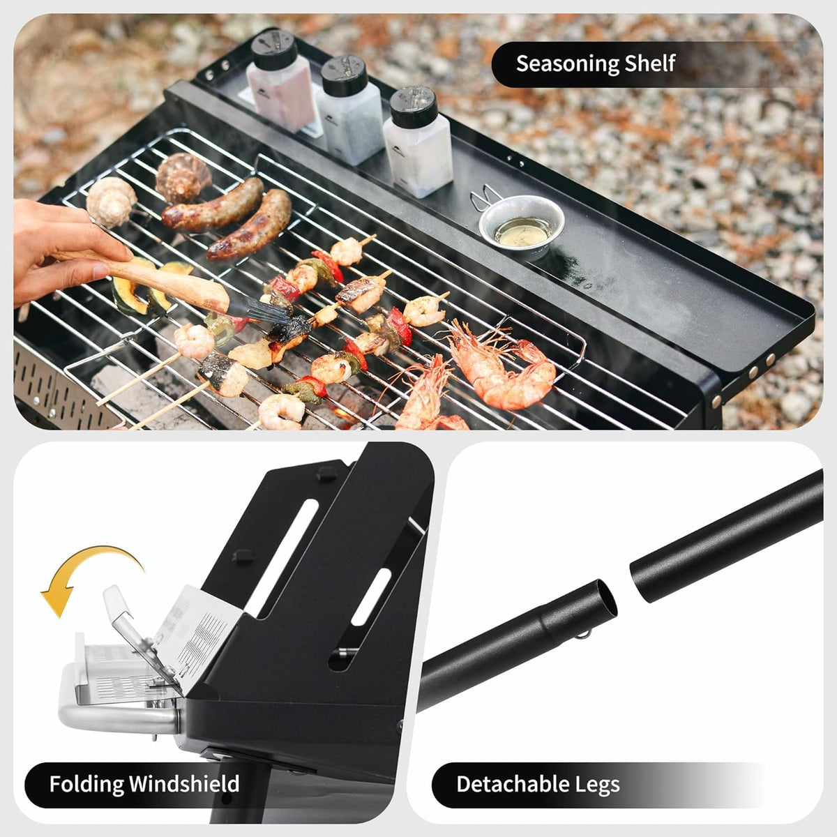 Naturehike Portable Charcoal Grill with Carry Bag, Height Adjustable Camping Bar