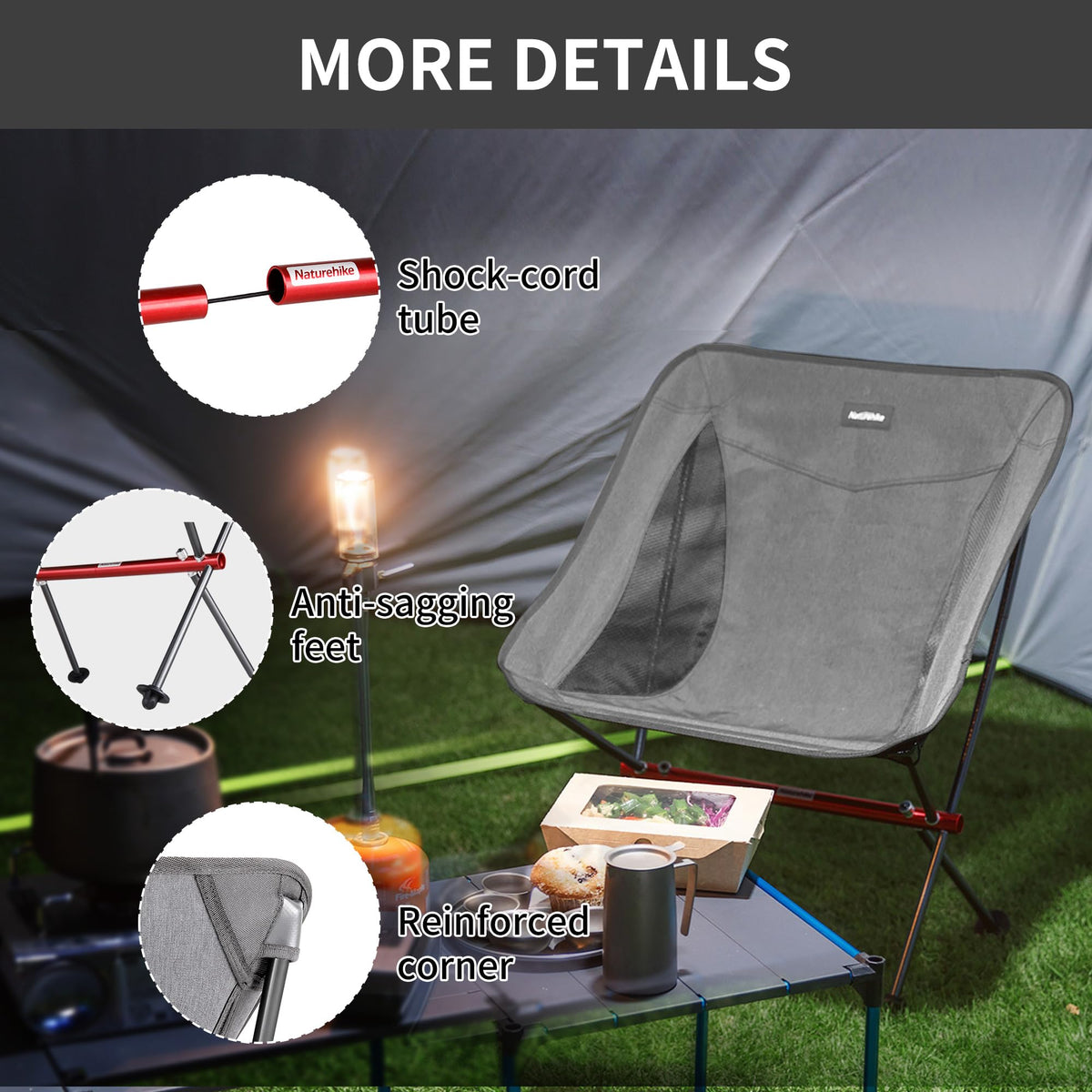 Naturehike YL05 Camping Chair, Ultralight Portable Camp Chair with Storage Bag,