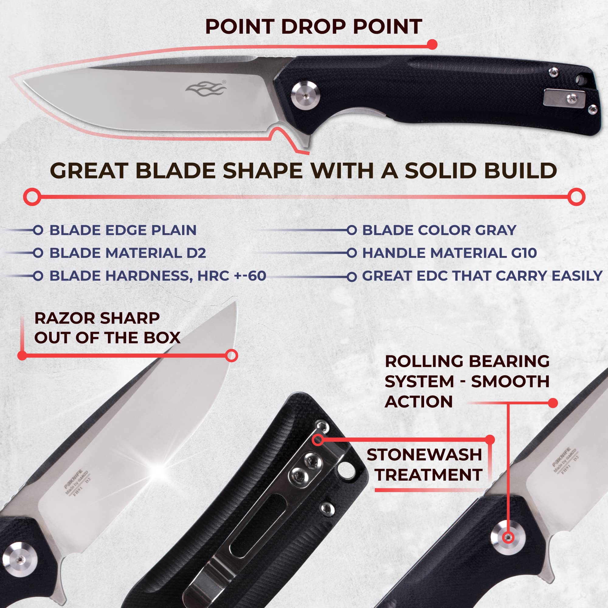 Ganzo Knives Firebird Linerlock Black