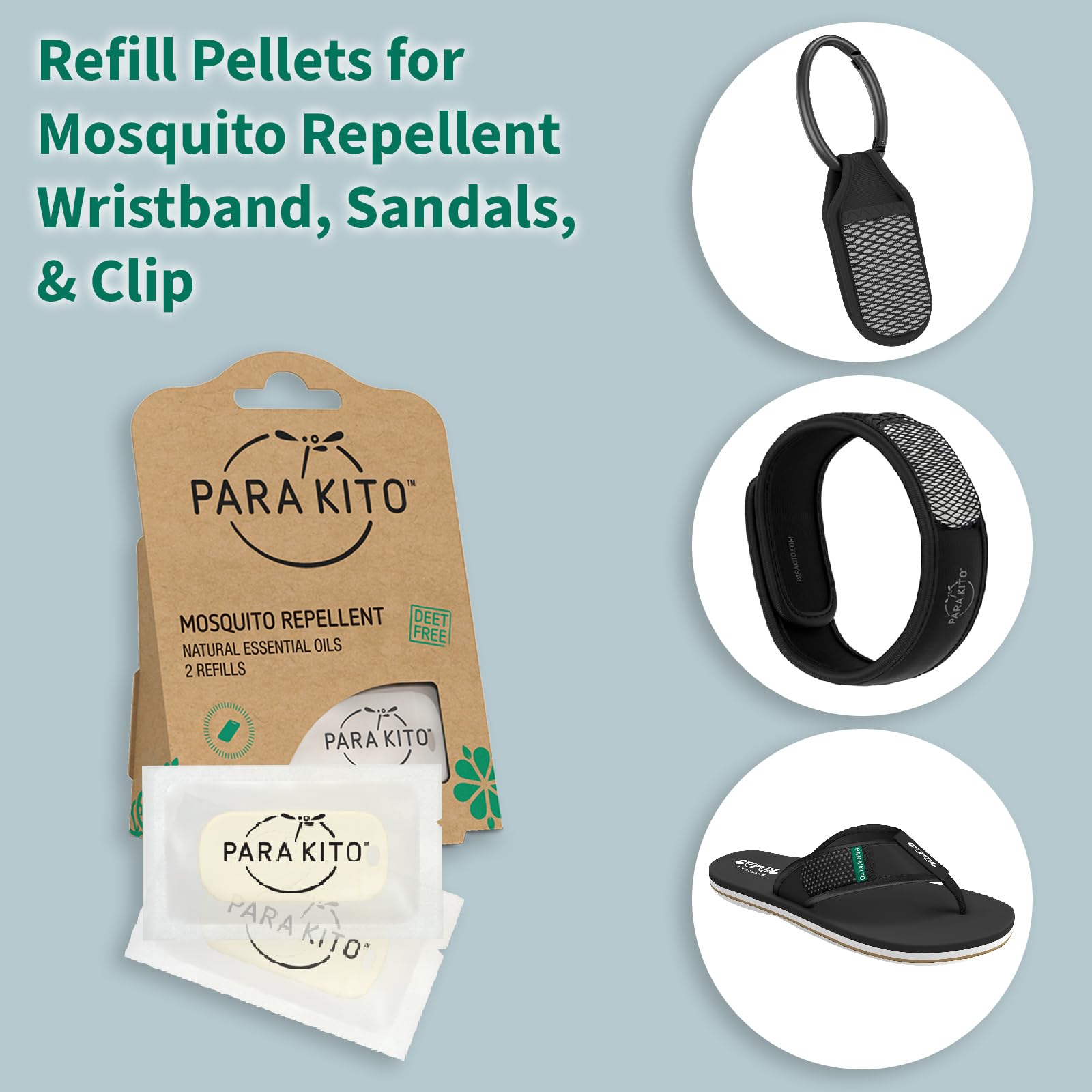 PARA'KITO Refill Pellets for Mosquito Repellent Bracelets, Mosquito Pellets