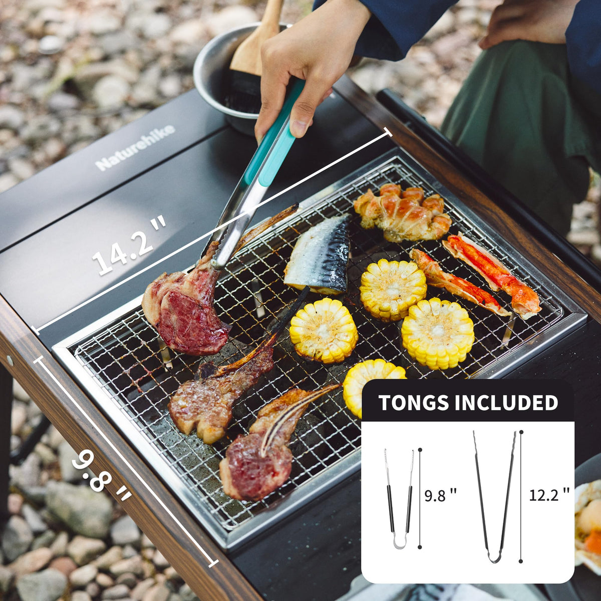 Naturehike Camping Charcoal Grill for IGT Table, Folding Barbecue Grill with Ton