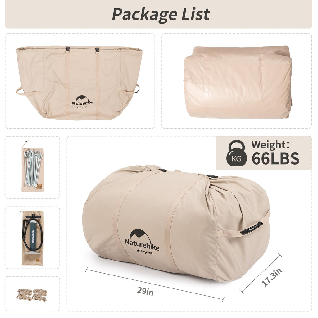 Naturehike Inflatable Tent House for Camping, Breathable Cotton Glamping Tent wi, view 5