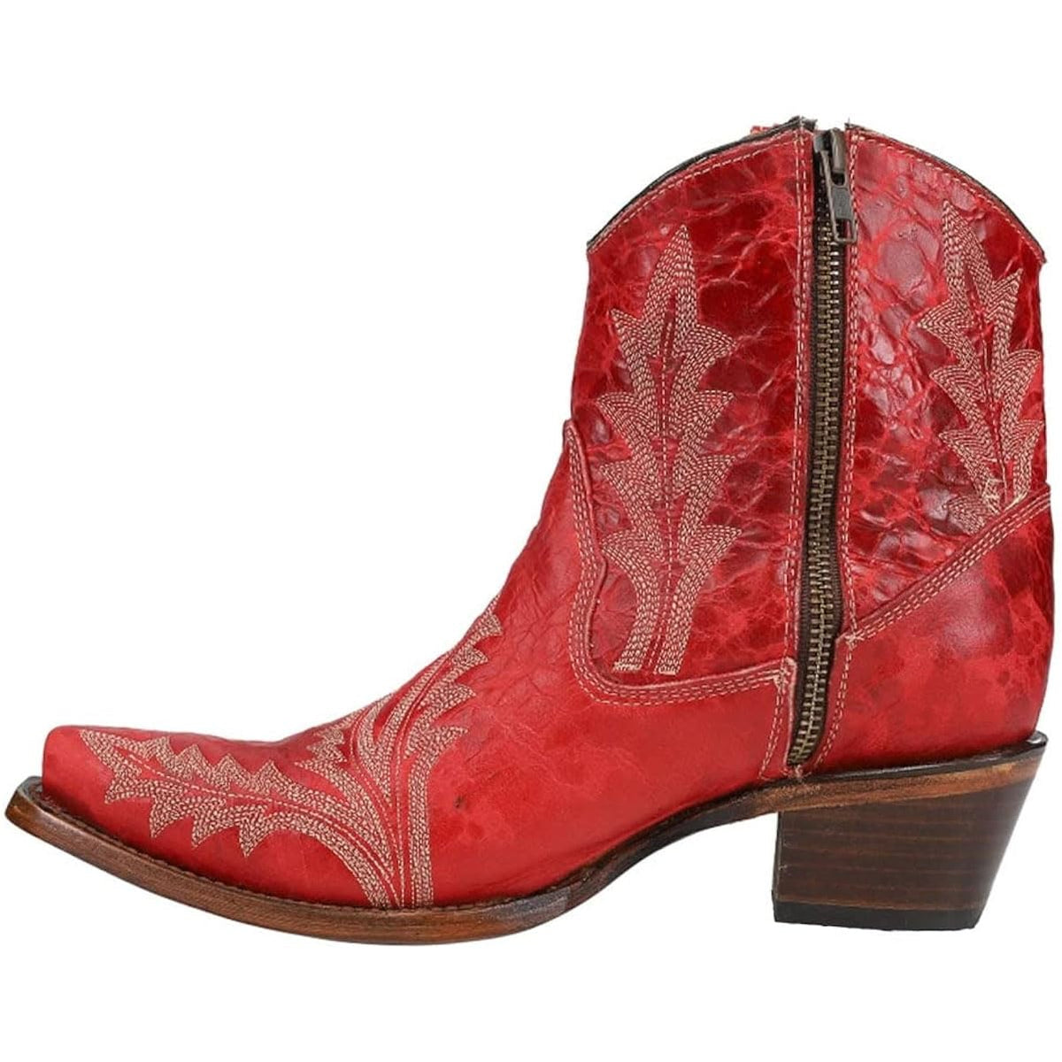 CORRAL Ld Red Embroidery & Zipper Ankle Boot, Size: 7.5, Width: M (L5704-M-7.5)